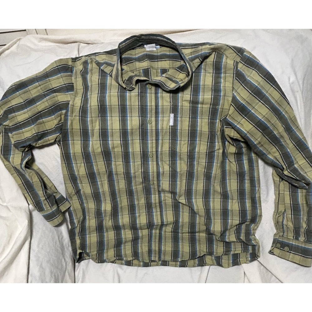 Columbia‎ Men's XL Green Checkered Long Sleeve Shirt Hiking Camping Outdoor